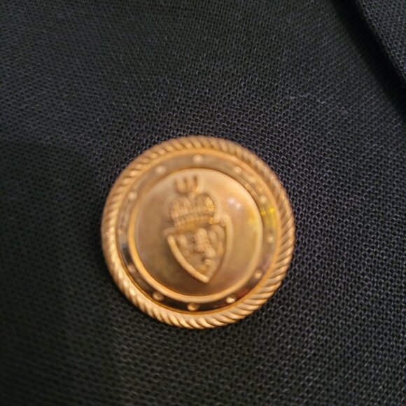 Vintage Talbots double-breasted blazer in black wool gold-toned buttons sz 10 - Picture 5 of 7